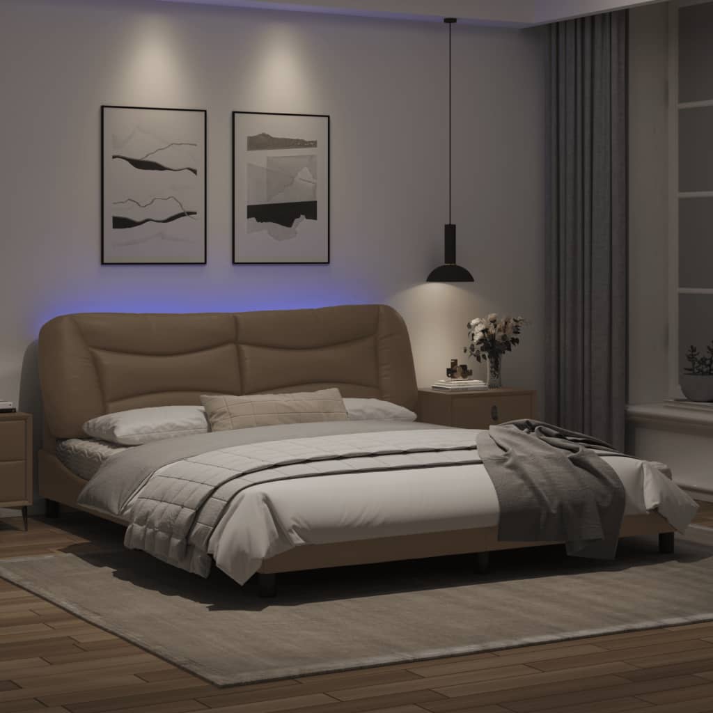 Bedframe met LED-verlichting kunstleer cappuccino 180x200 cm