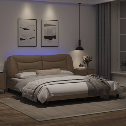 Bedframe met LED-verlichting kunstleer cappuccino 180x200 cm