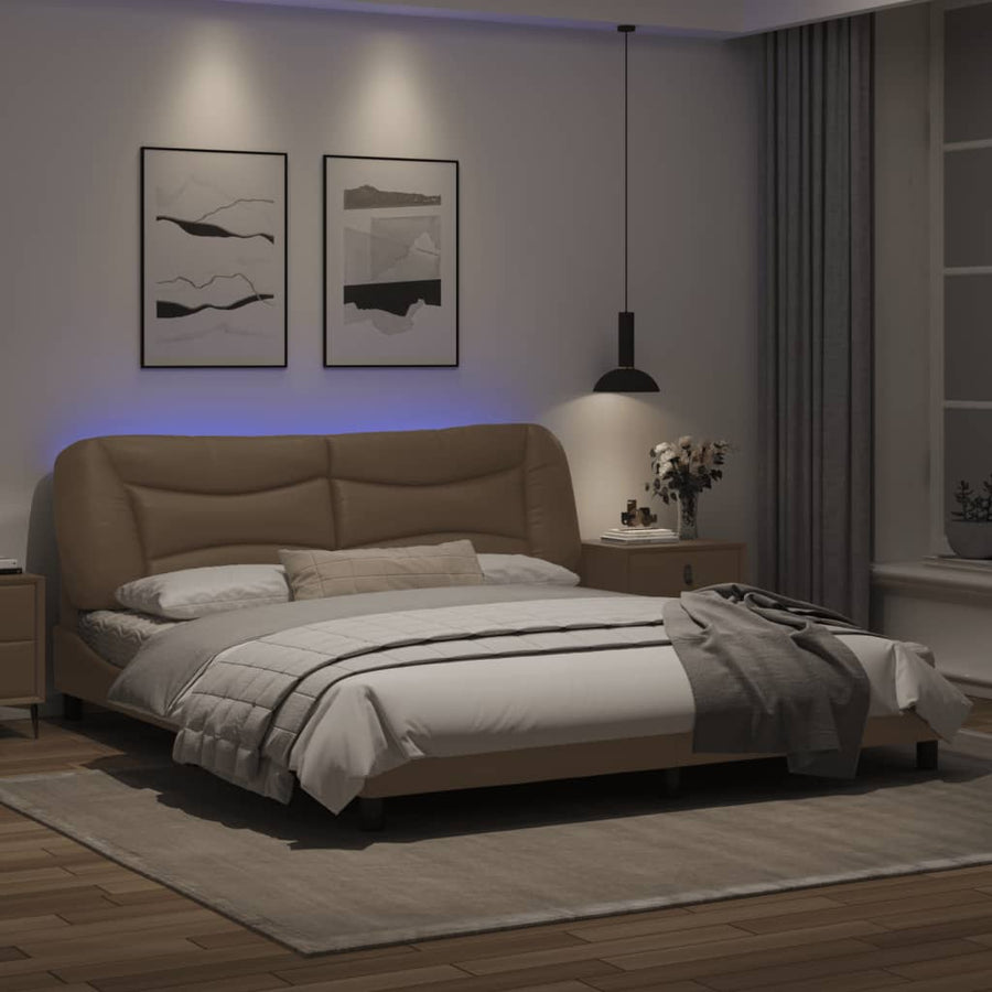 Bedframe met LED-verlichting kunstleer cappuccino 180x200 cm