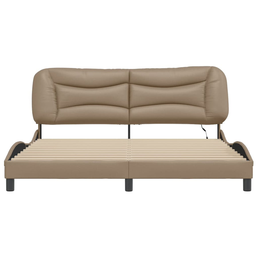 Bedframe met LED-verlichting kunstleer cappuccino 180x200 cm