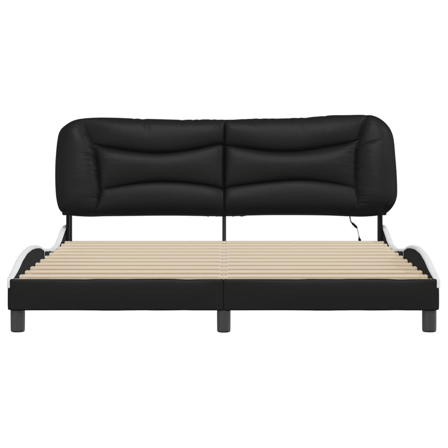 Bedframe met LED-verlichting kunstleer zwart en wit 180x200 cm