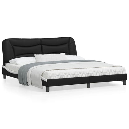 Bedframe met LED-verlichting kunstleer zwart en wit 180x200 cm