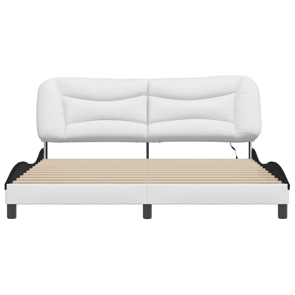 Bedframe met LED-verlichting kunstleer wit en zwart 180x200 cm