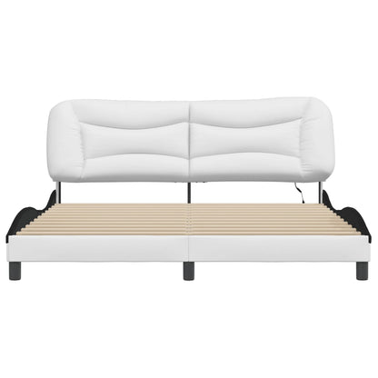 Bedframe met LED-verlichting kunstleer wit en zwart 180x200 cm