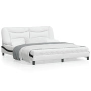 Bed frame with LED without mattress "Hvar" white and black 180x200 cm