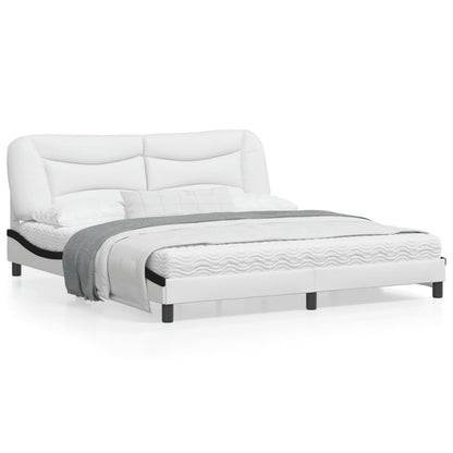 Bedframe met LED-verlichting kunstleer wit en zwart 180x200 cm