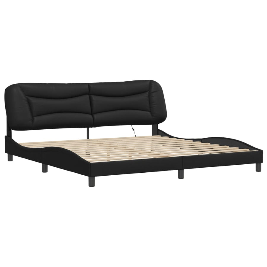 Bedframe Met Led-Verlichting Kunstleer 200 x 200 cm Zwart