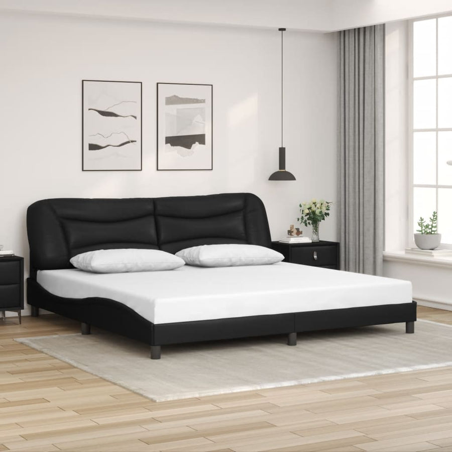 Bedframe Met Led-Verlichting Kunstleer 200 x 200 cm Zwart