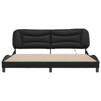 Bedframe Met Led-Verlichting Kunstleer 200 x 200 cm Zwart