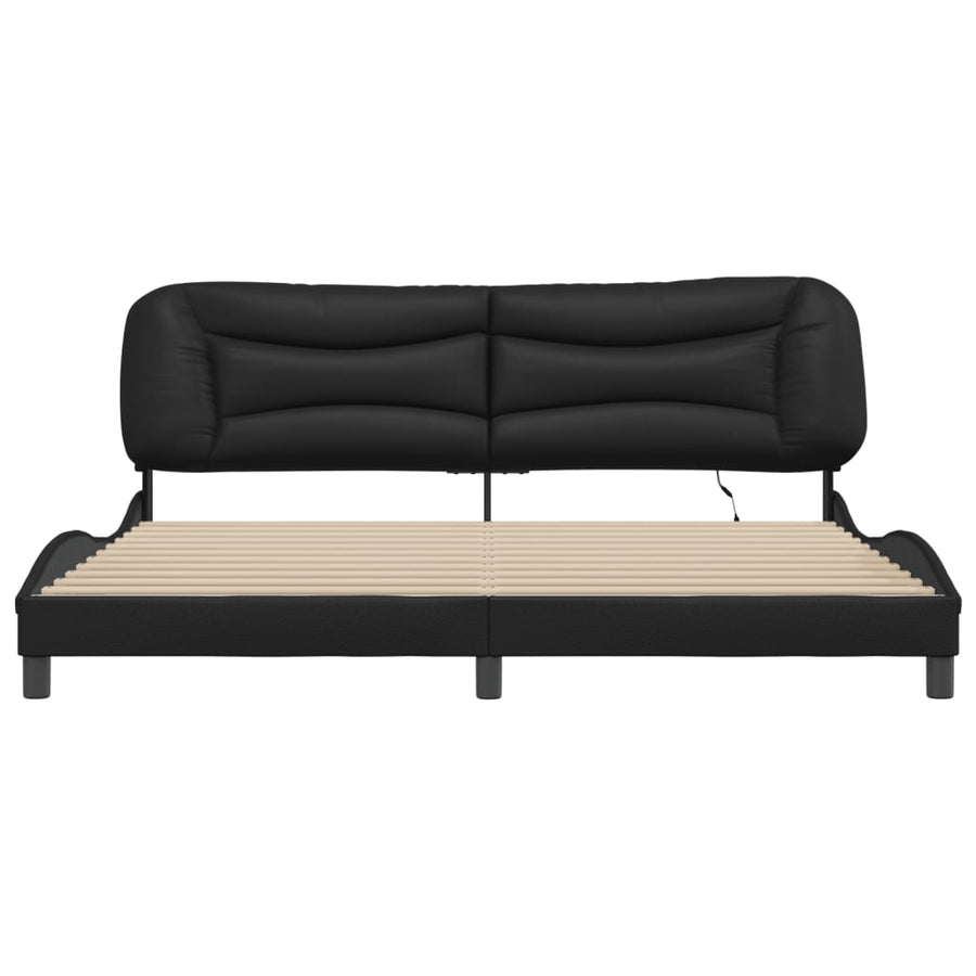 Bedframe Met Led-Verlichting Kunstleer 200 x 200 cm Zwart