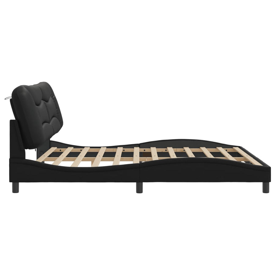 Bedframe Met Led-Verlichting Kunstleer 200 x 200 cm Zwart