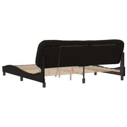 Bedframe Met Led-Verlichting Kunstleer 200 x 200 cm Zwart