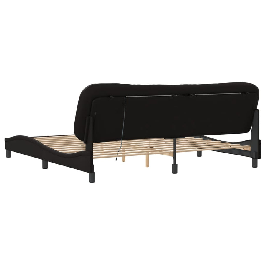 Bedframe Met Led-Verlichting Kunstleer 200 x 200 cm Zwart