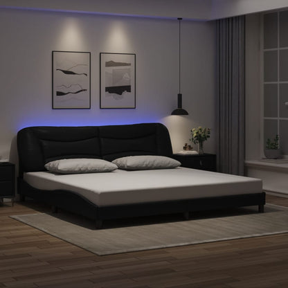 Bedframe Met Led-Verlichting Kunstleer 200 x 200 cm Zwart