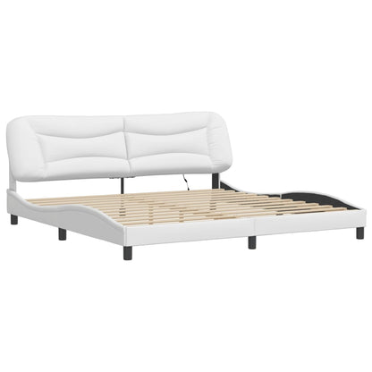 Bedframe Met Led-Verlichting Kunstleer Wit 200X200 Cm