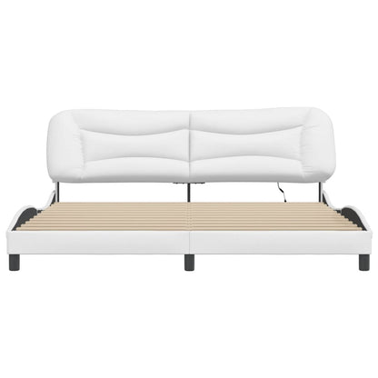 Bedframe Met Led-Verlichting Kunstleer Wit 200X200 Cm