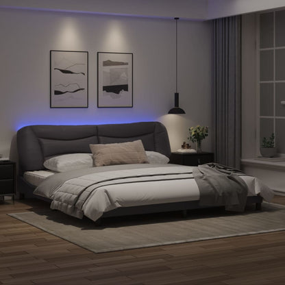 Bedframe Met Led-Verlichting Kunstleer Grijs 200X200 Cm