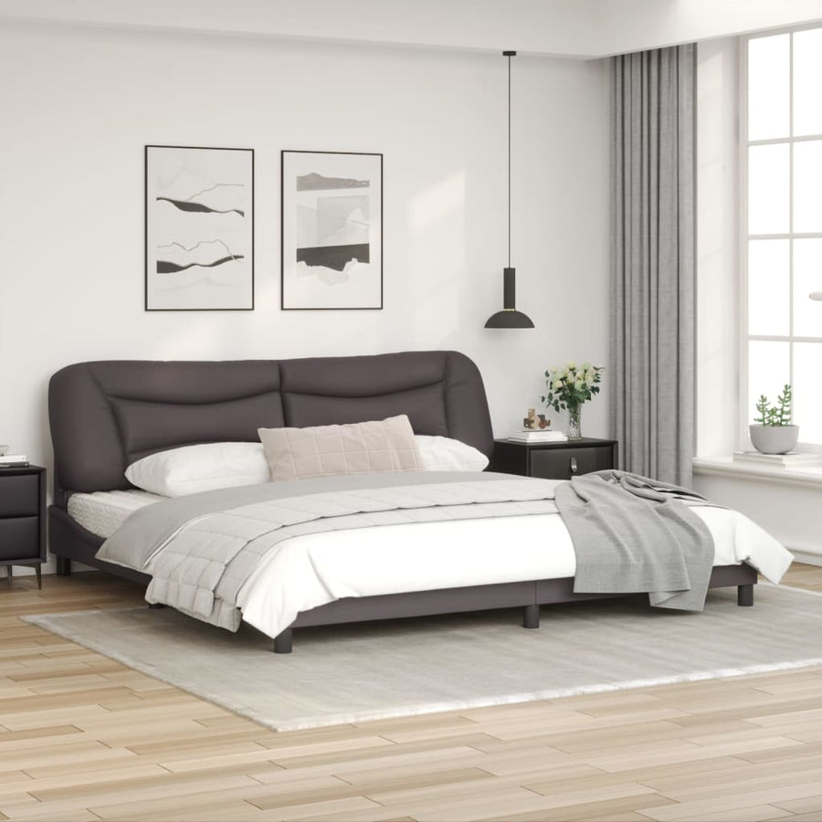 Bedframe Met Led-Verlichting Kunstleer Grijs 200X200 Cm