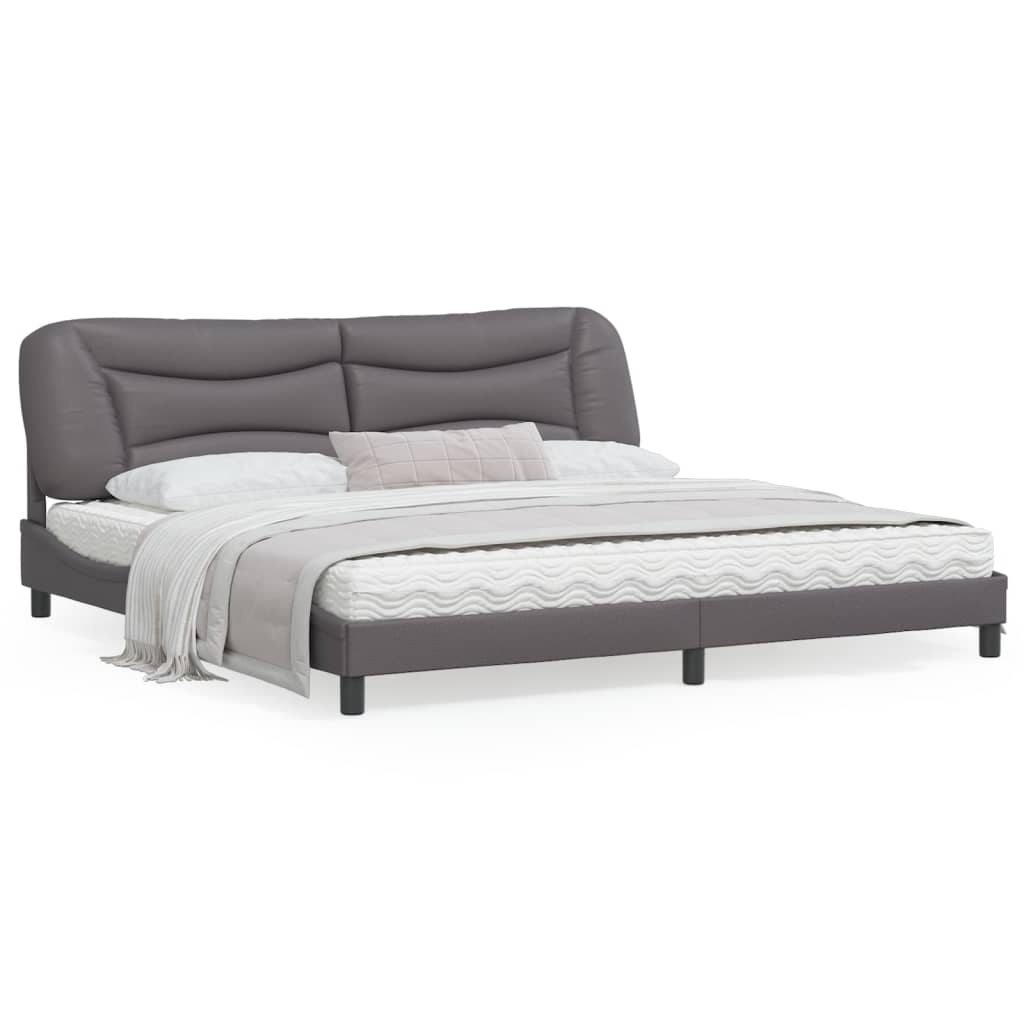 Bedframe Met Led-Verlichting Kunstleer Grijs 200X200 Cm