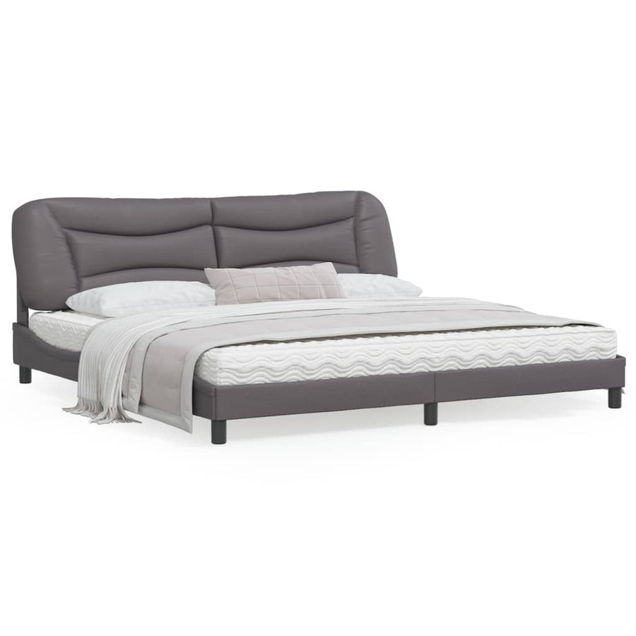 Bedframe Met Led-Verlichting Kunstleer Grijs 200X200 Cm