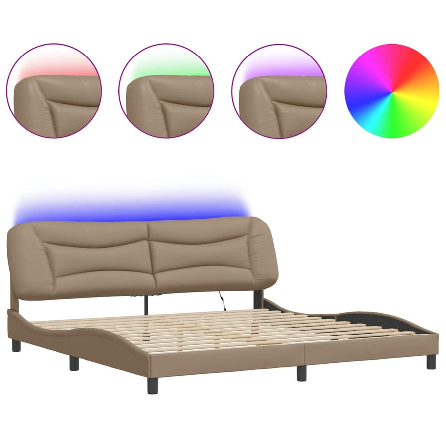 Bedframe met LED zonder matras "Hvar" cappuccino 200x200 cm