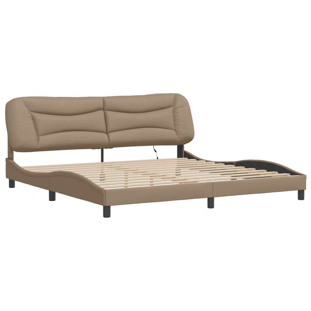 Bedframe met LED zonder matras "Hvar" cappuccino 200x200 cm