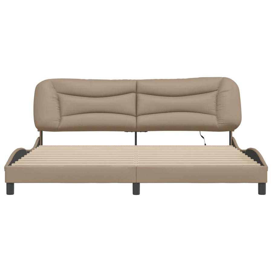 Bedframe met LED zonder matras "Hvar" cappuccino 200x200 cm