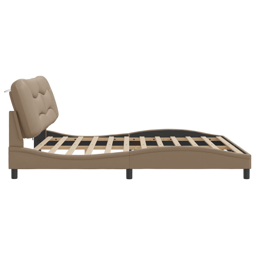 Bedframe met LED zonder matras "Hvar" cappuccino 200x200 cm