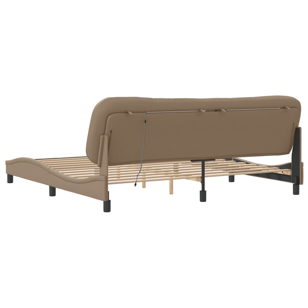 Bedframe met LED zonder matras "Hvar" cappuccino 200x200 cm