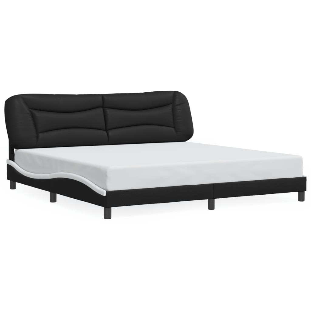 Bedframe Met Led-Verlichting Kunstleer 200 x 200 cm Zwart en wit