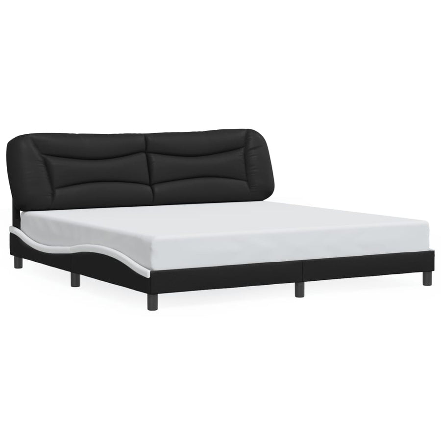 Bedframe Met Led-Verlichting Kunstleer 200 x 200 cm Zwart en wit