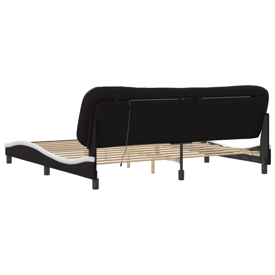 Bedframe Met Led-Verlichting Kunstleer 200 x 200 cm Zwart en wit