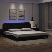 Bedframe 200x200 cm zwart wit met LED