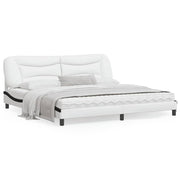 Bedframe 200x200 cm wit zwart met LED