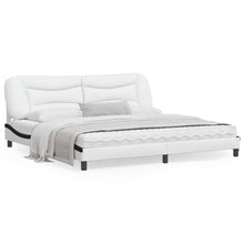 Bedframe Met Led-Verlichting Kunstleer Wit En Zwart 200X200 Cm