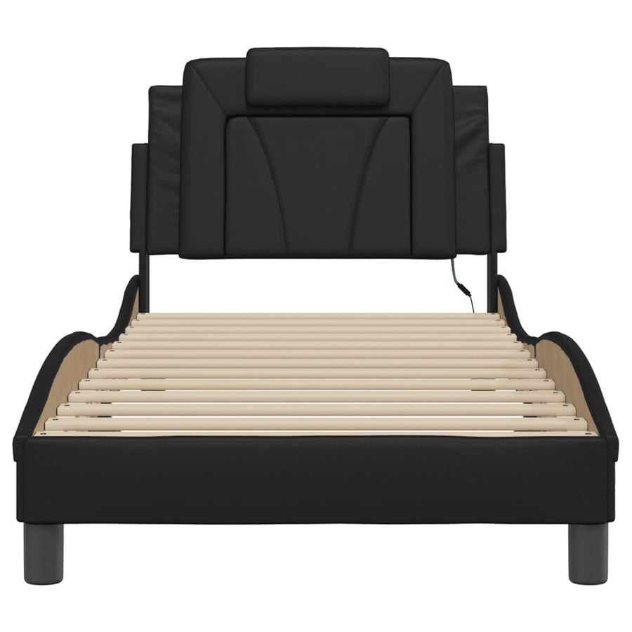 Bedframe Met Led-Verlichting Kunstleer Zwart 80X200 Cm