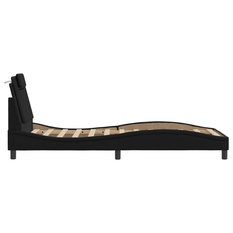 Bedframe Met Led-Verlichting Kunstleer Zwart 80X200 Cm