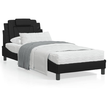 Bedframe Met Led-Verlichting Kunstleer Zwart 80X200 Cm