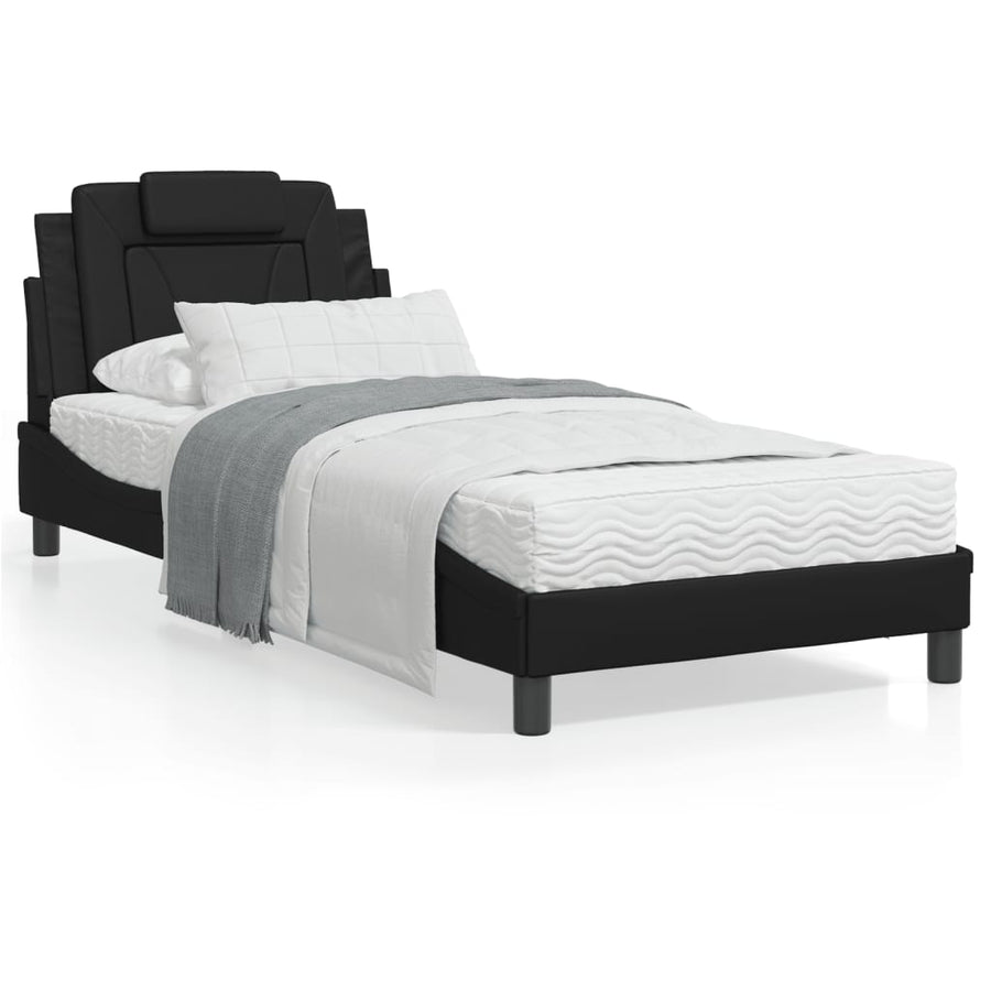 Bedframe Met Led-Verlichting Kunstleer Zwart 80X200 Cm