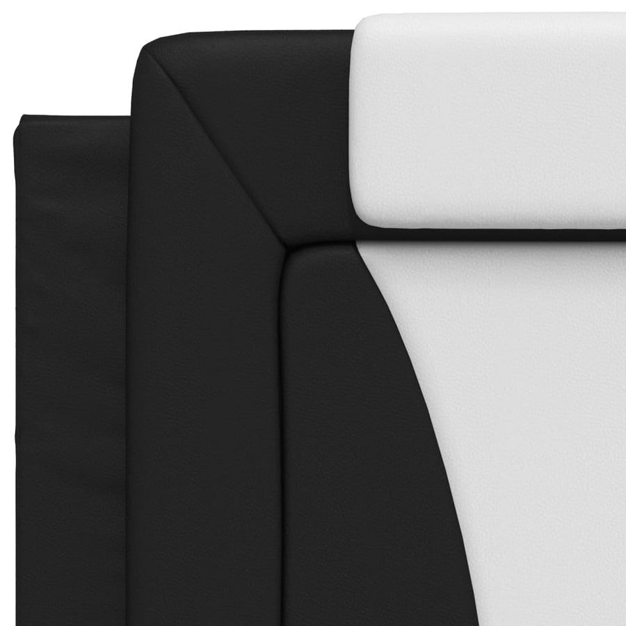 Bedframe Met Led-Verlichting Kunstleer Zwart En Wit 80X200 Cm