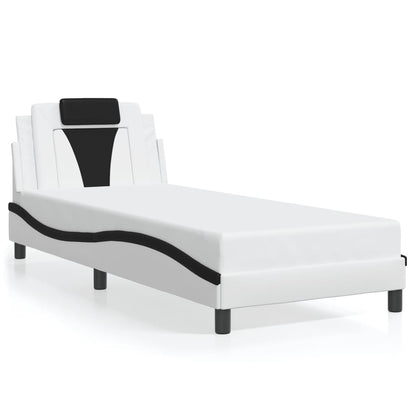 Bedframe Met Led-Verlichting Kunstleer 80 x 200 cm Wit en zwart