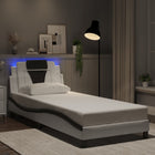Bedframe 80x200 cm wit zwart kunstleer met LED
