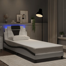 Bedframe Met Led-Verlichting Kunstleer 80 x 200 cm Wit en zwart