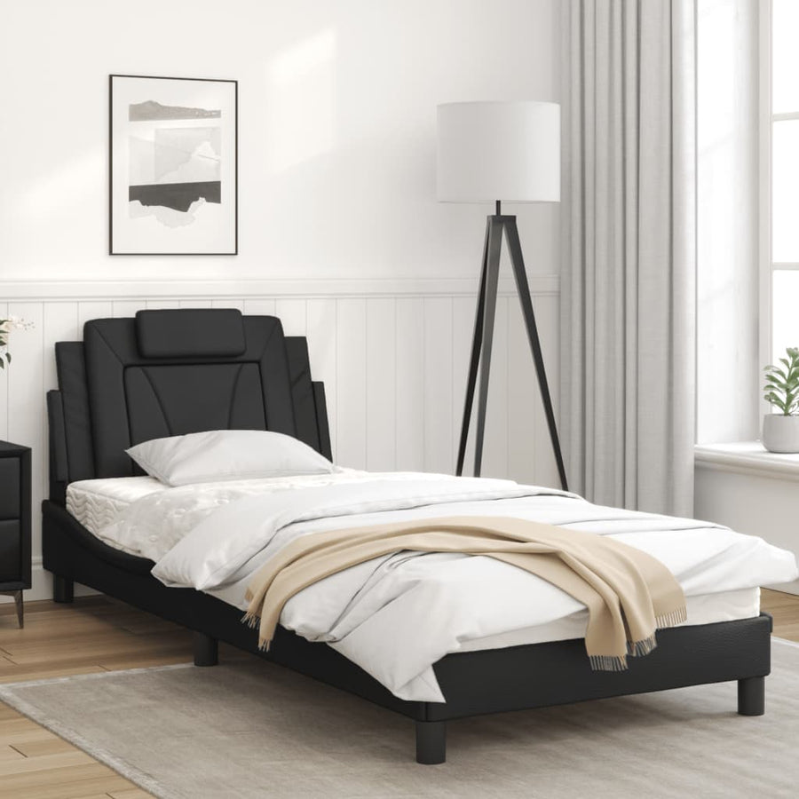 Bedframe Met Led-Verlichting Kunstleer Zwart 90X190 Cm