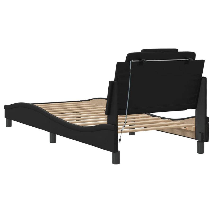 Bedframe Met Led-Verlichting Kunstleer Zwart 90X190 Cm