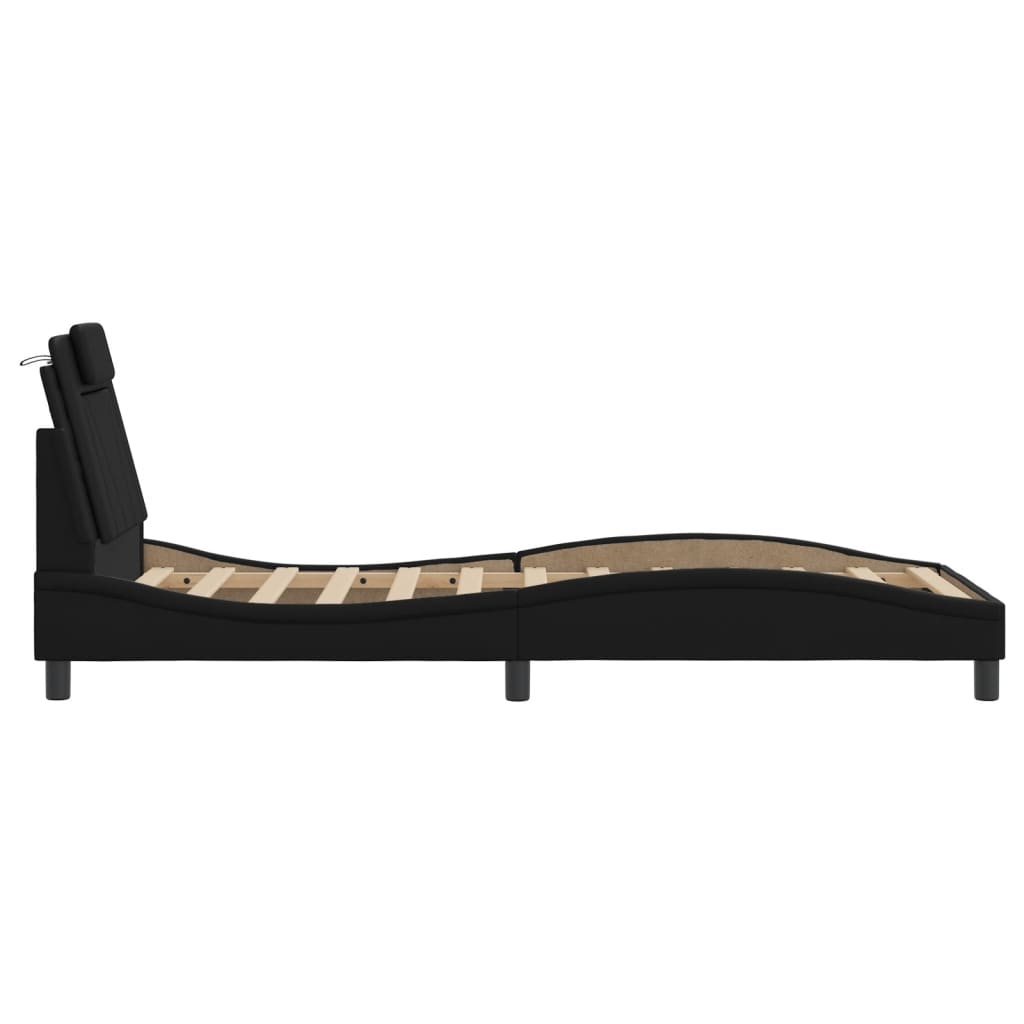 Bedframe Met Led-Verlichting Kunstleer Zwart 90X190 Cm