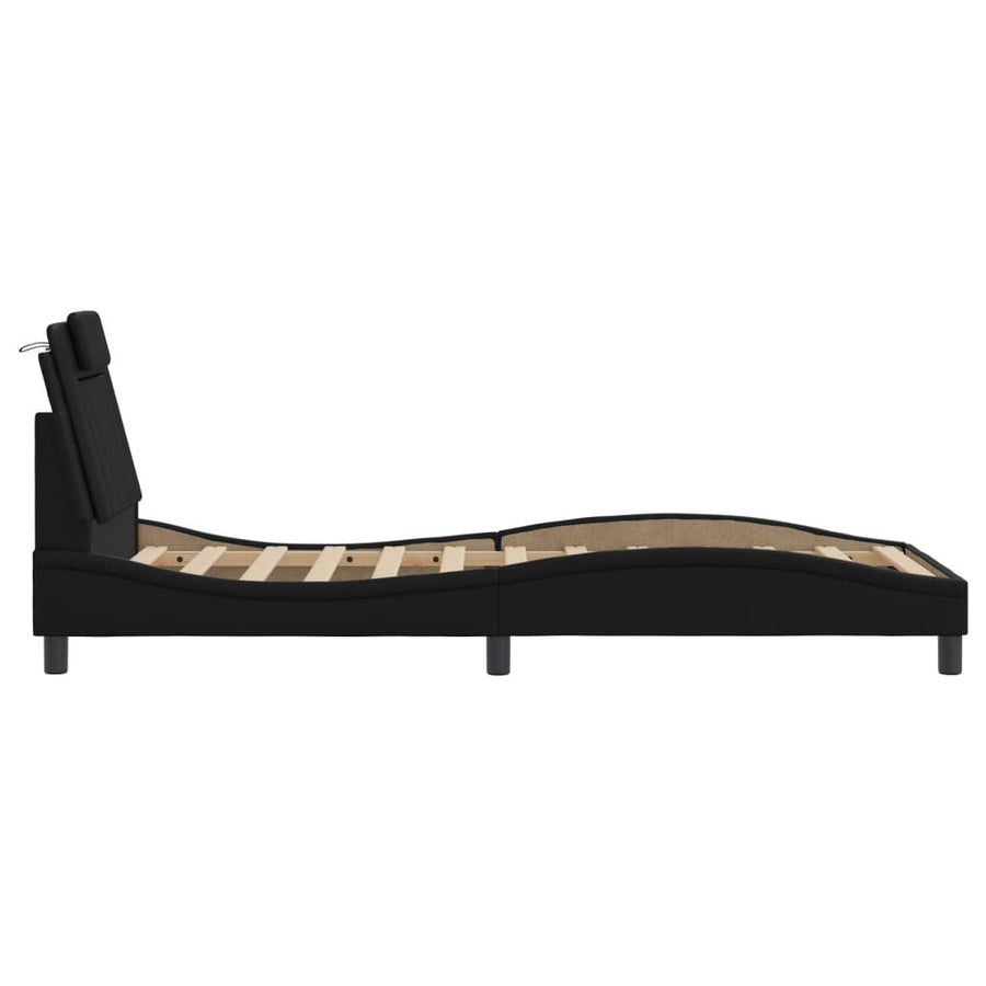 Bedframe Met Led-Verlichting Kunstleer Zwart 90X190 Cm