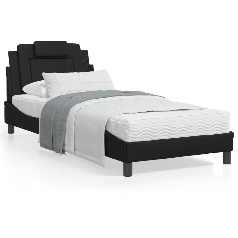Bedframe Met Led-Verlichting Kunstleer Zwart 90X190 Cm