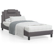 Bedframe grijs 90x190 cm kunstleer met LED