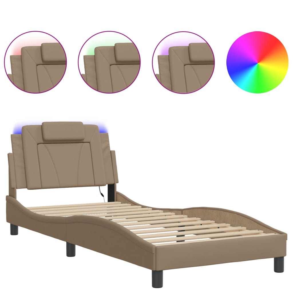 Bedframe "Viana" met LED zonder matras cappuccino 90x190 cm